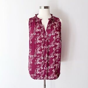 Stitch Fix Zariyah Split Neck Tank Top Market &‎ Spruce Burgundy Floral Tank Top